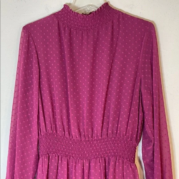 NWT. Nanette Lepore 12 Raspberry Radiance High Neck Long Sleeve Dress. - Picture 4 of 12